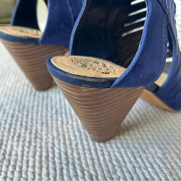 Vince Camuto Evalan Lace-up Leather Shoe Cobalt Blue Pointed Heel Size 7.5 W - Picture 10 of 12